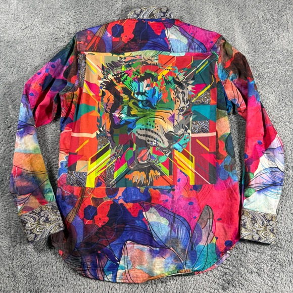 Robert Graham ColorFul Floral Tiger Print Paisley Bandana Collar Cuffs Size S